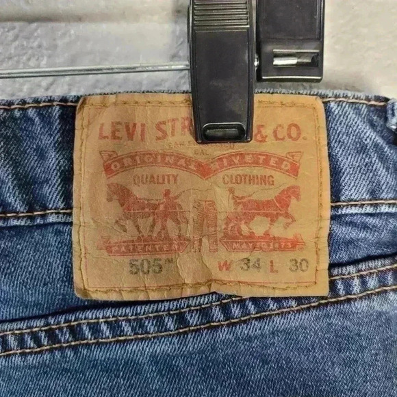 Levis 505 Sz 34x29.5 Blue Jeans - Picture 5 of 9